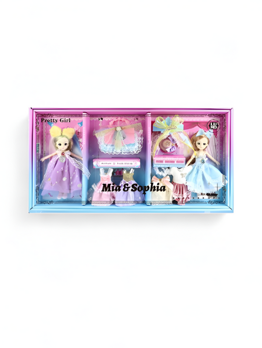 Sofia & Mia Barbie Inspired Doll Set for Girls – Includes 2 Fashion Dolls with Stylish Dresses, Shoes & Accessories LMI13120.