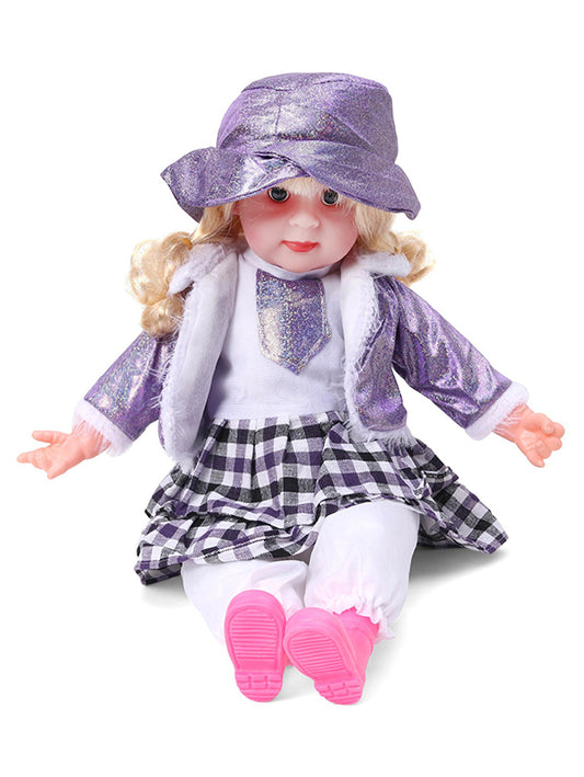 Soft Baby Doll For Girls Toy Princess Long Hair Open Eyes Look Real - Purple (L-8)