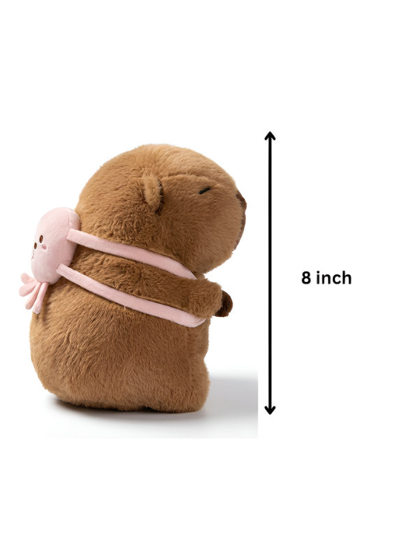 Soft Capybara Plush Toy - 8 Inch Stuffed Animal with Pink Backpack ST16785