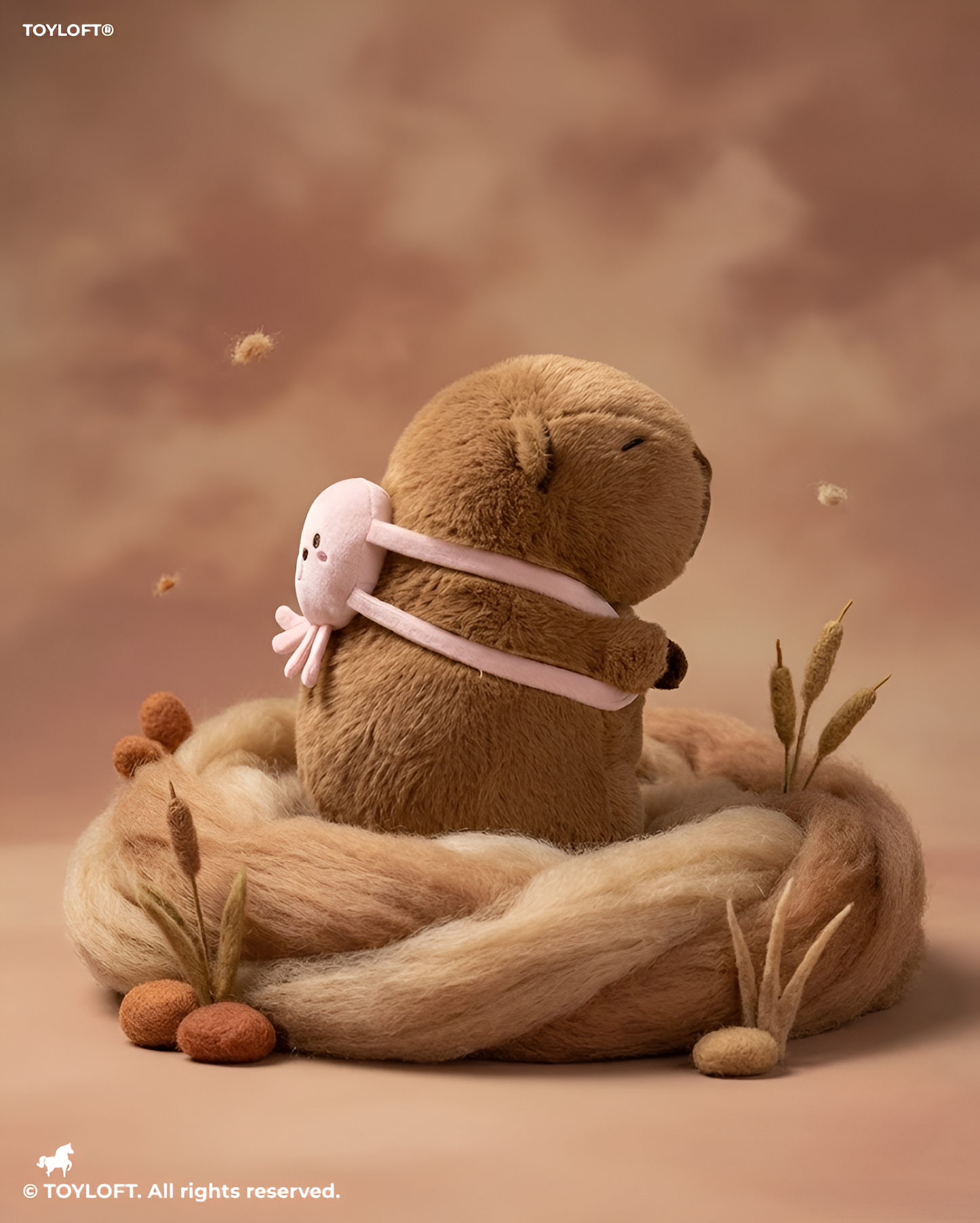 Soft Capybara Plush Toy - 8 Inch Stuffed Animal with Pink Backpack ST16785