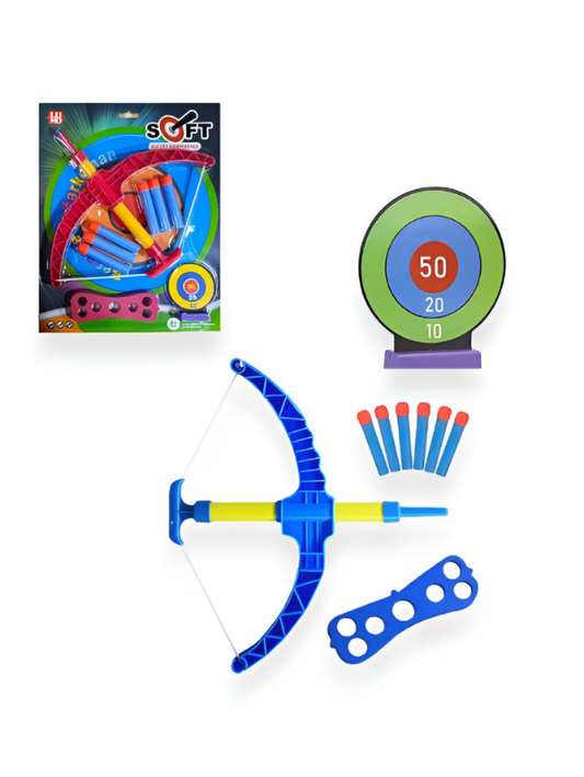 Soft Foam Arrow Archery Toy Set - Beginner Bow and Arrow Target Game with Quiver & Suction Darts for Children LMI12768.
