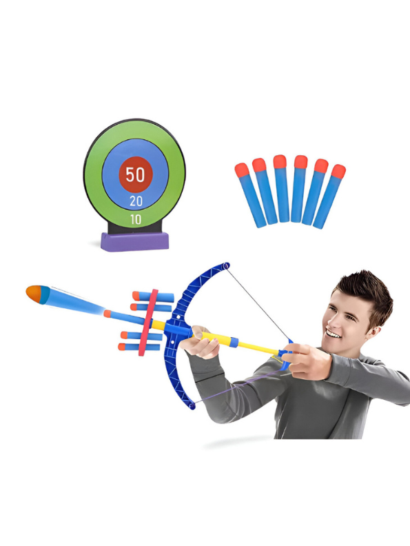 Soft Foam Arrow Archery Toy Set - Beginner Bow and Arrow Target Game with Quiver & Suction Darts for Children LMI12768.