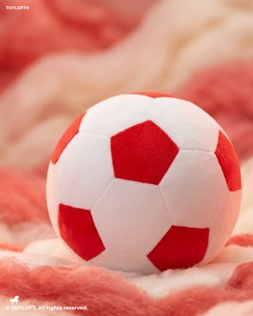 Soft Plush Red Soccer Ball – 7-Inch Stuffed Football Toy for Kids ST14657