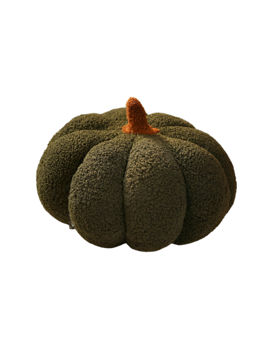 Soft Sherpa Pumpkin Throw Pillow 28cm – Plush Pumpkin Cushion Green ST9110.