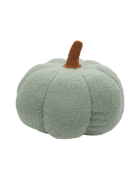 Soft Sherpa Pumpkin Throw Pillow 28cm – Plush Pumpkin Cushion Light Green ST9110.