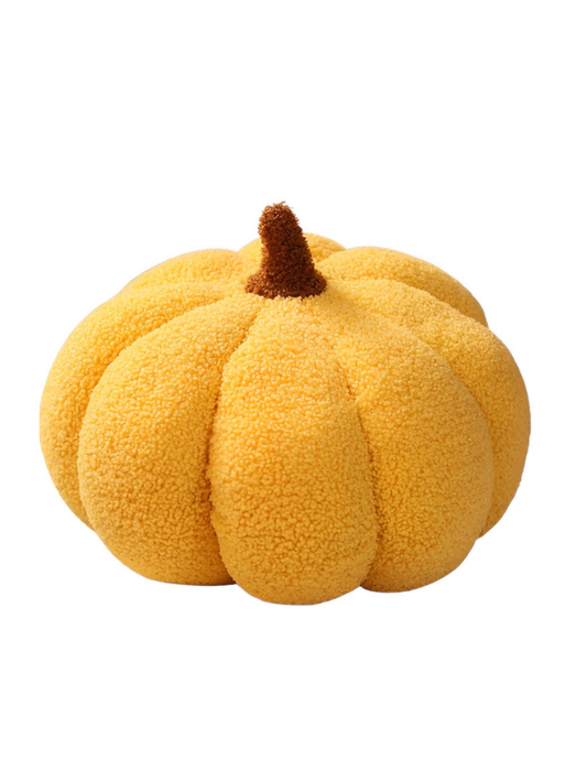 Soft Sherpa Pumpkin Throw Pillow 28cm – Plush Pumpkin Cushion Yellow ST9110.