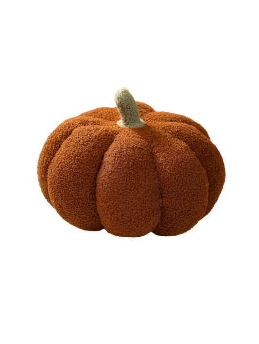 Soft Sherpa Pumpkin Throw Pillow 28cm – Plush Pumpkin Cushion Brown ST9110.