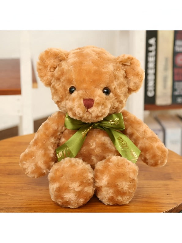 Soft Toy Bear with Green Ribbon - 8-inch Cute and Cuddly Teddy for Kids LMI11464.