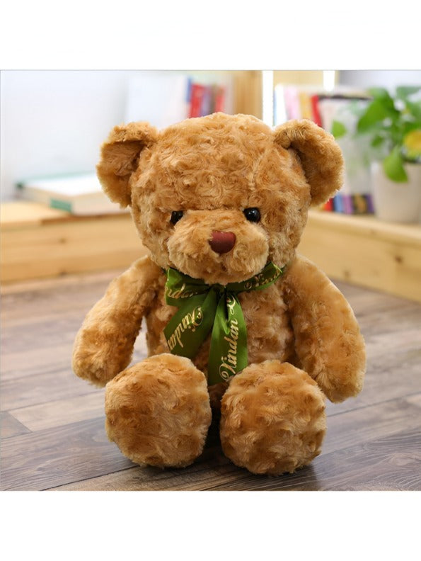 Soft Toy Bear with Green Ribbon - 8-inch Cute and Cuddly Teddy for Kids LMI11464.