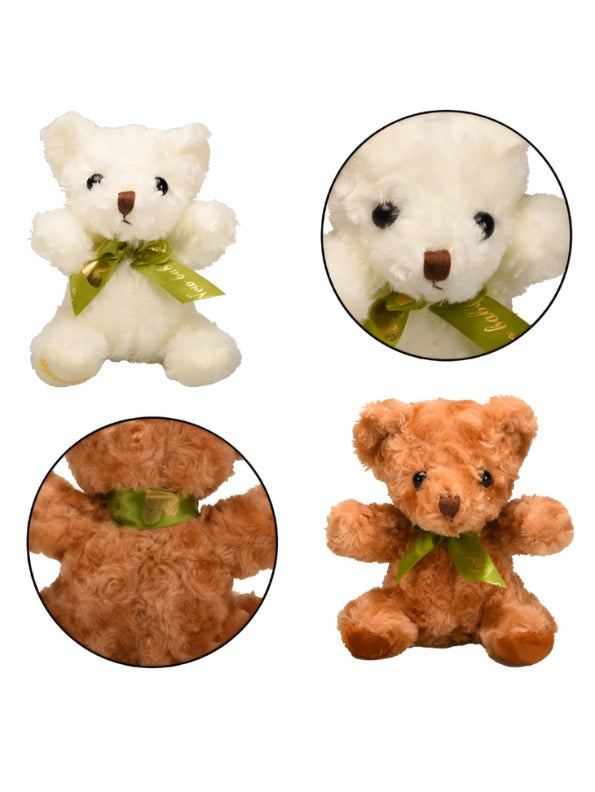 White - Soft Toy Bear with Green Ribbon - 8-inch Cute and Cuddly Teddy for Kids LMI11464.