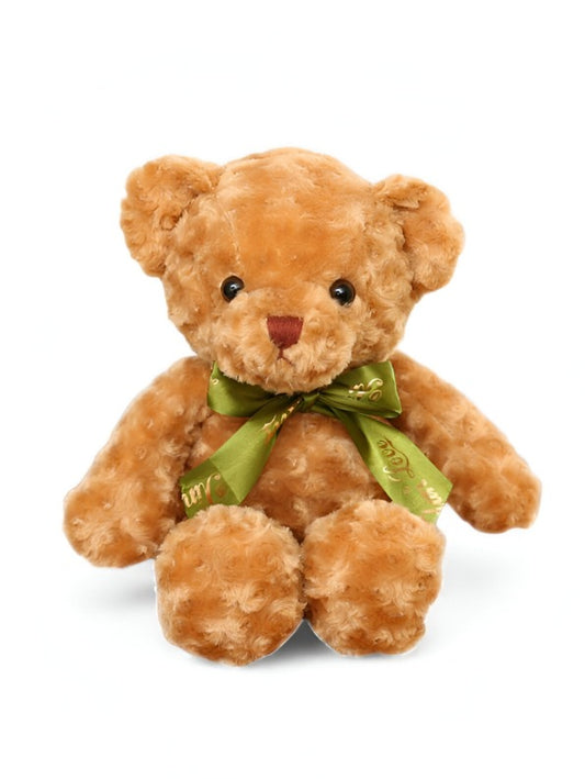 Soft Toy Bear with Green Ribbon - 8-inch Cute and Cuddly Teddy for Kids LMI11464.