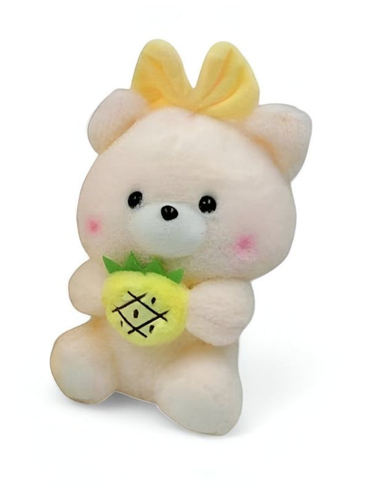 Yellow - Soft & Cuddly Teddy Bear with Bow & Strawberry – Perfect for Hugs & Love 8 inch - MS14487.