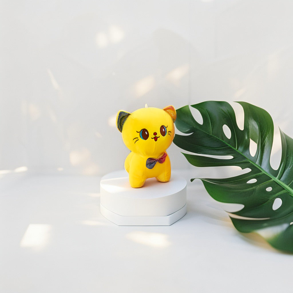 7-Inch Cute Yellow Cat Soft Toy | Stuffed Animal Plushie with Bow Tie LMI11943