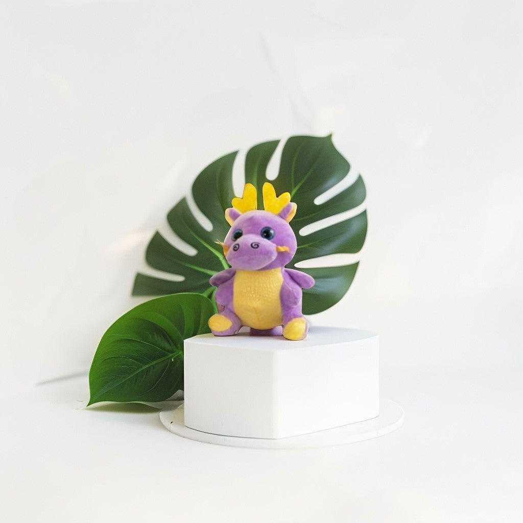 Cute Purple Dragon Plush Toy with Antlers & Blue Eyes, Soft Stuffed Animal for Kids LMI11921