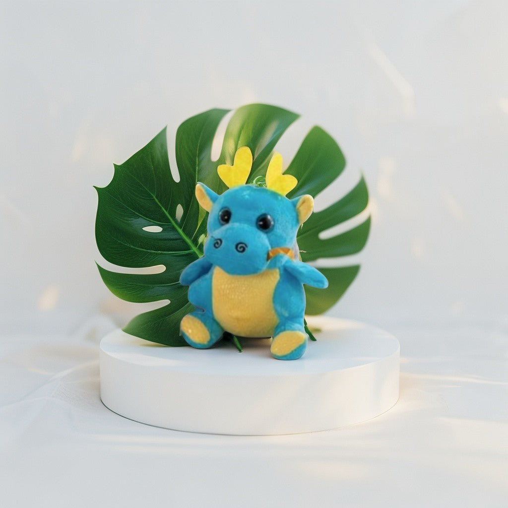 Cute Blue Dragon Plush Toy with Antlers & Blue Eyes, Soft Stuffed Animal for Kids LMI11921