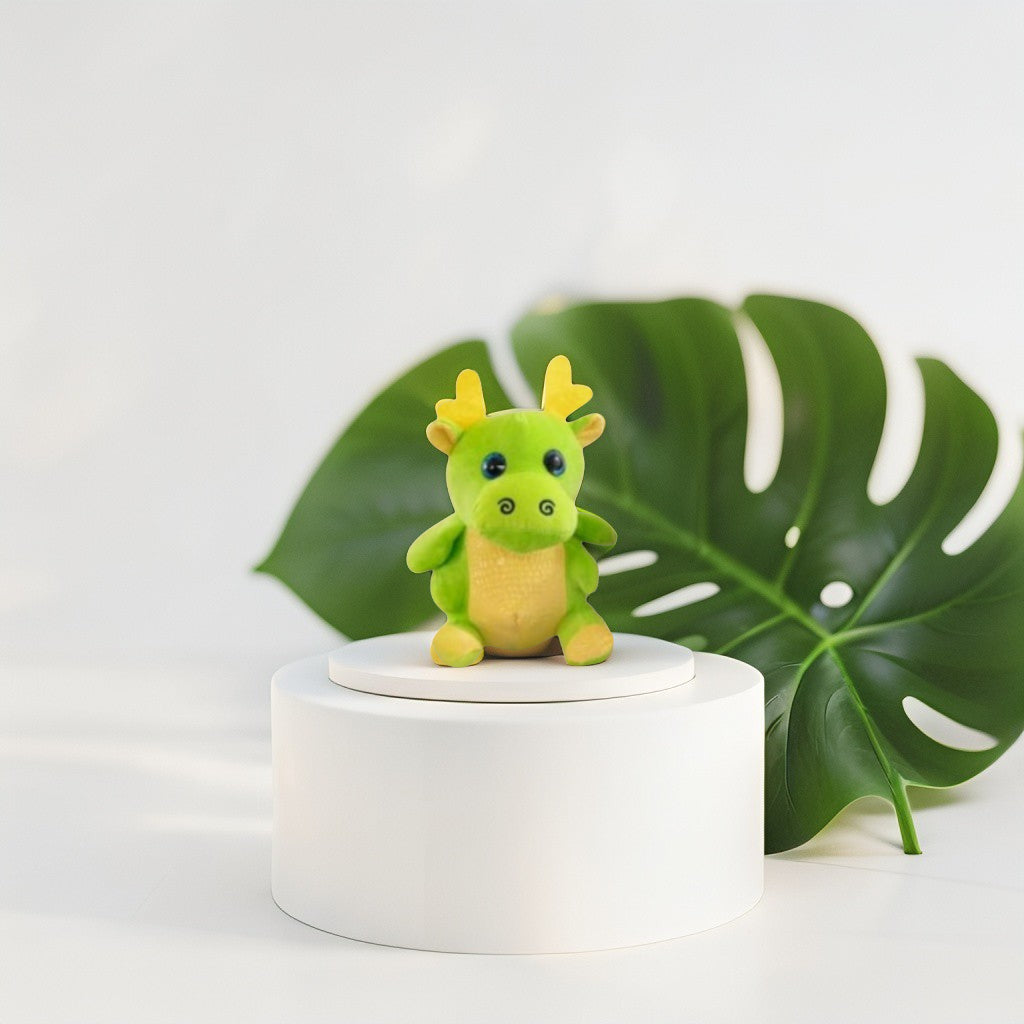 Cute Green Dragon Plush Toy with Antlers & Blue Eyes, Soft Stuffed Animal for Kids LMI11921