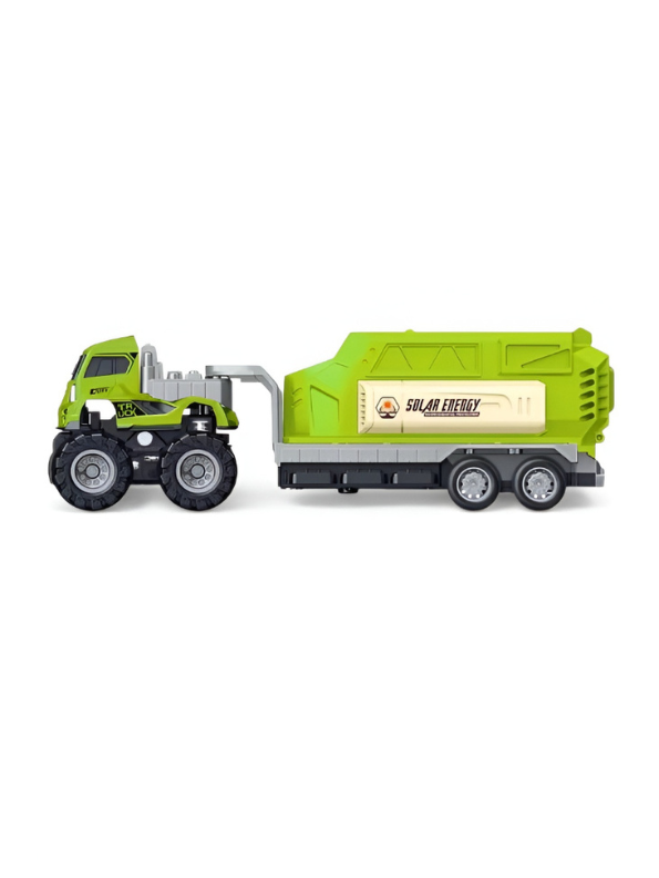 Solar Energy Toy Semi-Truck with Detachable Trailer Green NX12542.