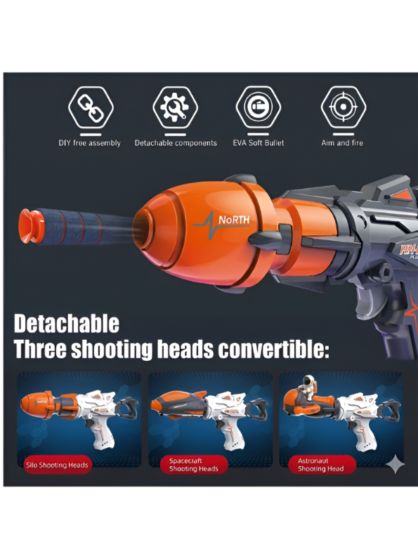 Space Alliance Adventurer DIY Foam Blaster – 3-in-1 Detachable Space Toy Gun with EVA Soft Bullets LMI14413.