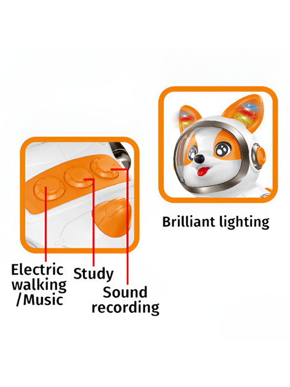 Space Corgi Intelligent Dancing Robot Dog Toy with Lights & Music LMI16932