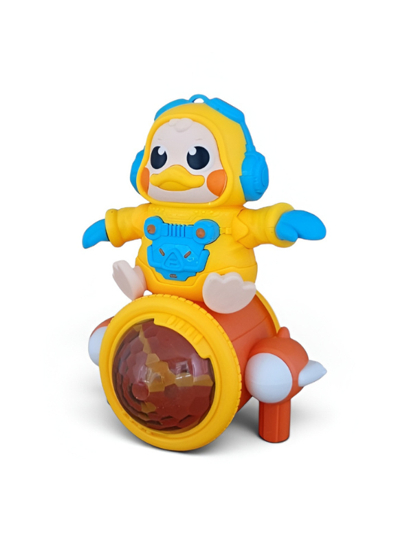Space Duck Musical Toy – Dancing Duck Robot with LED Lights, Music & 360° Rotating Wheels Yellow LMI14255.