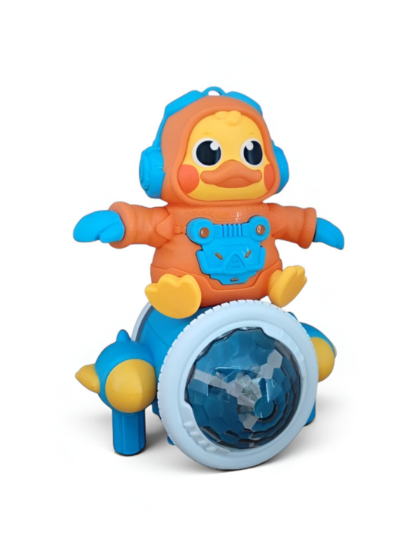 Space Duck Musical Toy – Dancing Duck Robot with LED Lights, Music & 360° Rotating Wheels Orange LMI14255.