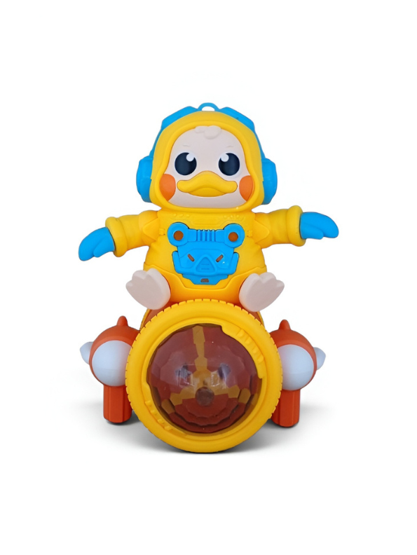 Space Duck Musical Toy – Dancing Duck Robot with LED Lights, Music & 360° Rotating Wheels Yellow LMI14255.