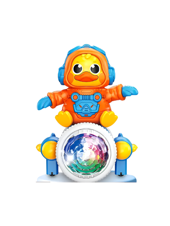 Space Duck Musical Toy – Dancing Duck Robot with LED Lights, Music & 360° Rotating Wheels Orange LMI14255.