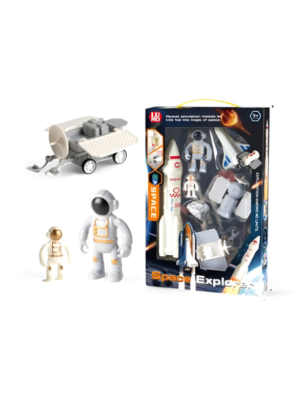 Space Explorer Toy Set – Rocket Ship, Astronaut Figures & Rover Playset for Kids | Rocket & Shuttle Adventure Kit LMI15561.
