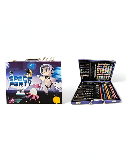 Space Party Art & Coloring Kit for Kids | Complete Briefcase Set with Pencils & Watercolors | Portable Creative Gift for Boys & Girls NOVHBC-188307.