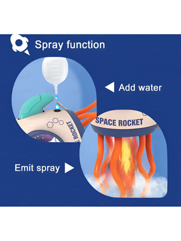 Space Rocket Toy – Bump and Go Interactive Sky Projector & Mist Spray Red LMI16726.