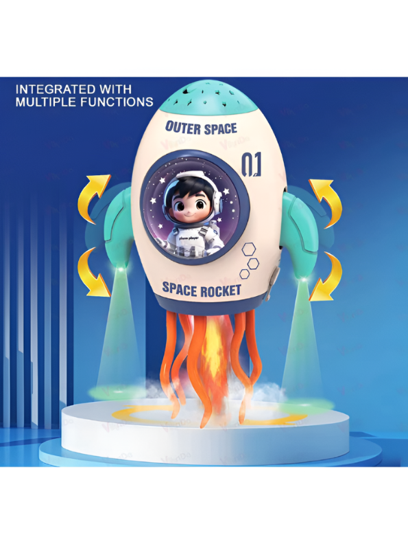 Space Rocket Toy – Bump and Go Interactive Sky Projector & Mist Spray Turquoise LMI16726.