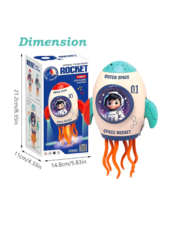 Space Rocket Toy – Bump and Go Interactive Sky Projector & Mist Spray Turquoise LMI16726.
