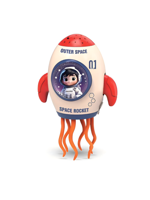 Space Rocket Toy – Bump and Go Interactive Sky Projector & Mist Spray Red LMI16726.