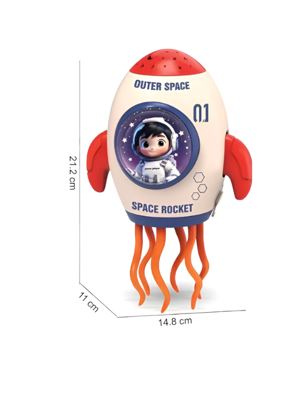 Space Rocket Toy – Bump and Go Interactive Sky Projector & Mist Spray Red LMI16726.