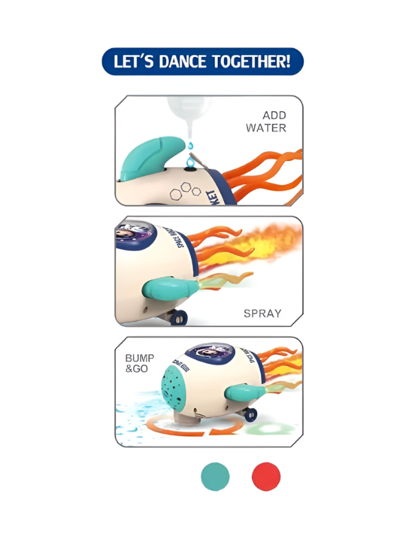 Space Rocket Toy – Bump and Go Interactive Sky Projector & Mist Spray Red LMI16726.
