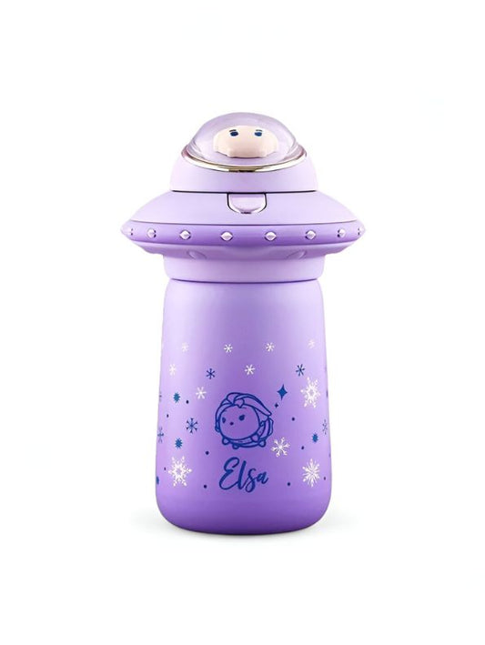 Purple - Space Ship Shaped Vacuum Insulated Water Bottle for Kids – 300ml Leakproof & BPA-Free NOV3535.