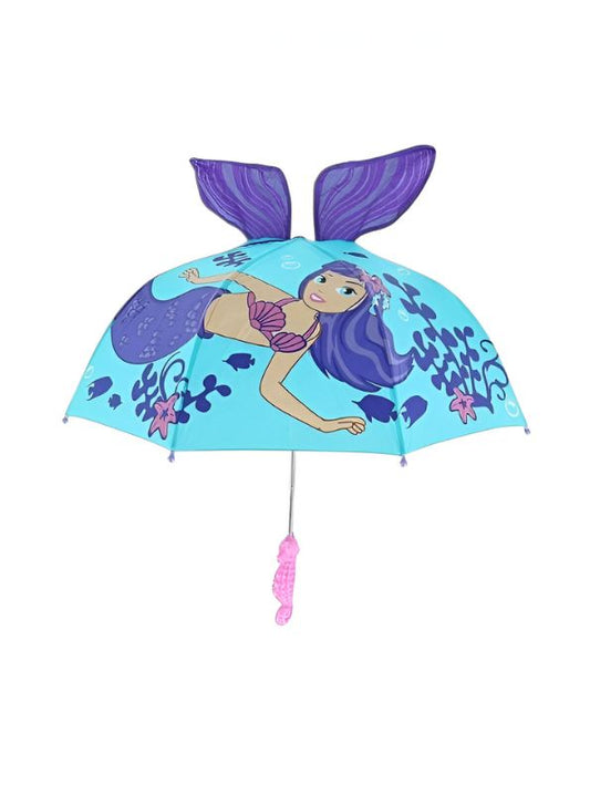 SparkleSplash Mermaid Umbrella for Kids – 47cm Pastel Rain Umbrella for Toddlers & Little Girls NOV9696.