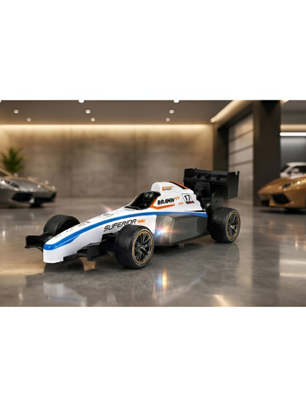 Speed Formula Car 1:14 Simulation R/C Race Car – Blue High-Speed Remote Control Toy with Colorful Lights, Mist Spray, and Rechargeable Battery LMI12032