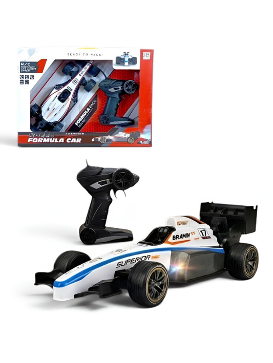 Speed Formula Car 1:14 Simulation R/C Race Car – Blue High-Speed Remote Control Toy with Colorful Lights, Mist Spray, and Rechargeable Battery LMI12032