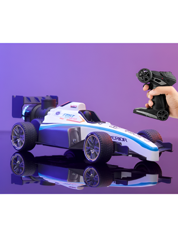 Speed Formula Car 1:14 Simulation R/C Race Car – Blue High-Speed Remote Control Toy with Colorful Lights, Mist Spray, and Rechargeable Battery LMI12032