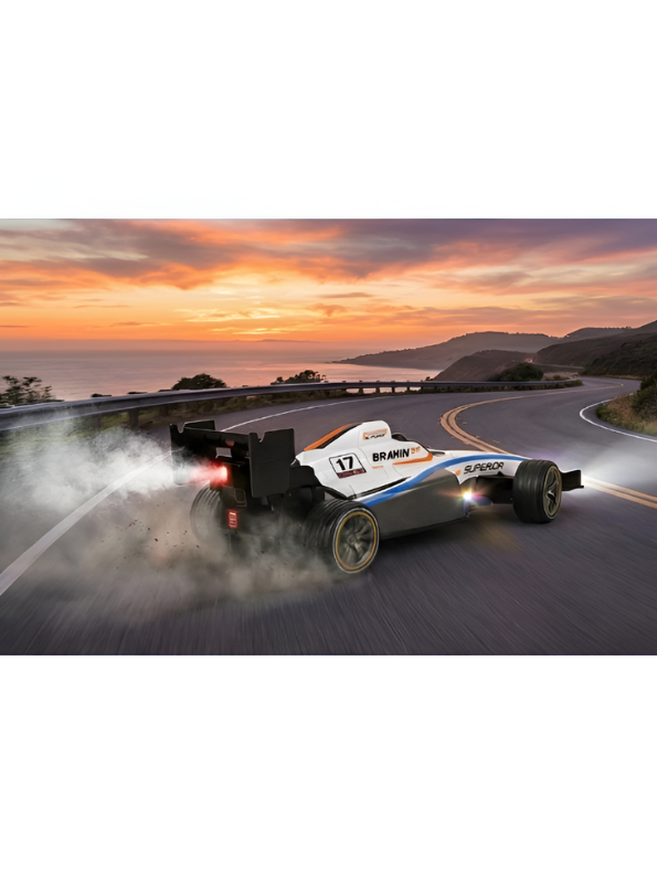Speed Formula Car 1:14 Simulation R/C Race Car – Blue High-Speed Remote Control Toy with Colorful Lights, Mist Spray, and Rechargeable Battery LMI12032