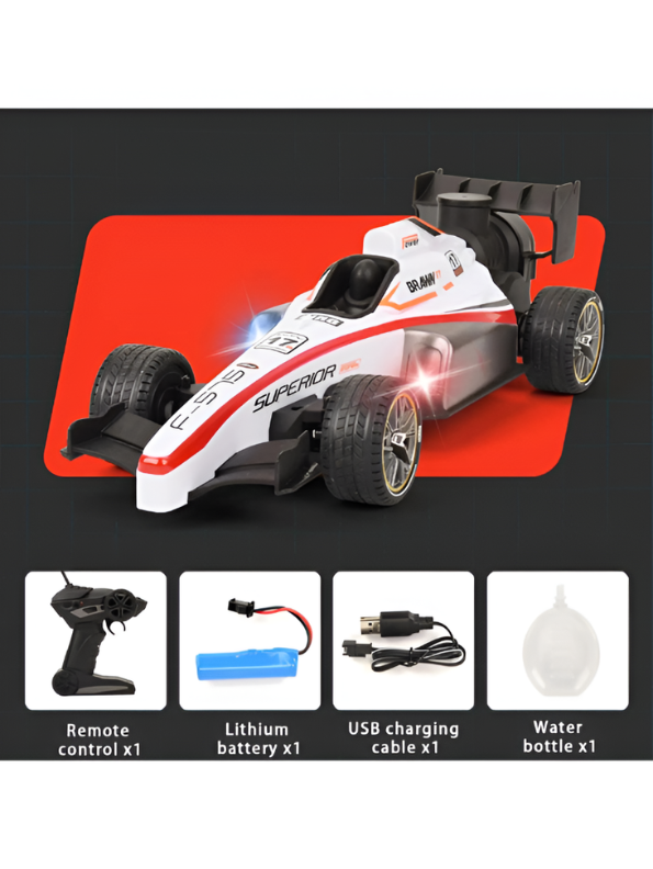 Speed Formula Car 1:14 Simulation R/C Race Car – Red High-Speed Remote Control Toy with Colorful Lights, Mist Spray, and Rechargeable Battery LMI12032