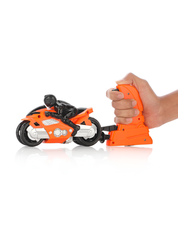 Speed Launcher Bike Toy – Orange Friction Powered Stunt Motorcycle with Trigger Launcher & Rider Figure LMI700.