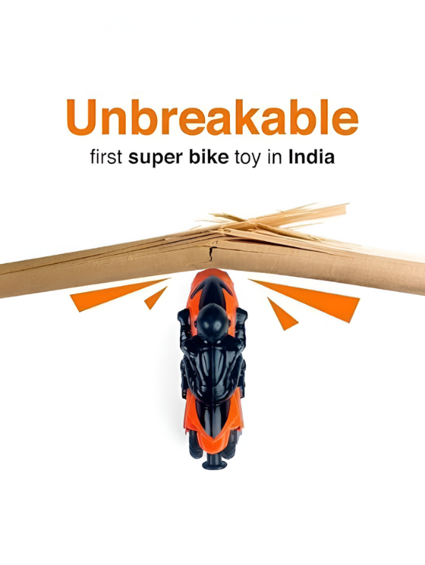 Speed Launcher Bike Toy – Orange Friction Powered Stunt Motorcycle with Trigger Launcher & Rider Figure LMI700.