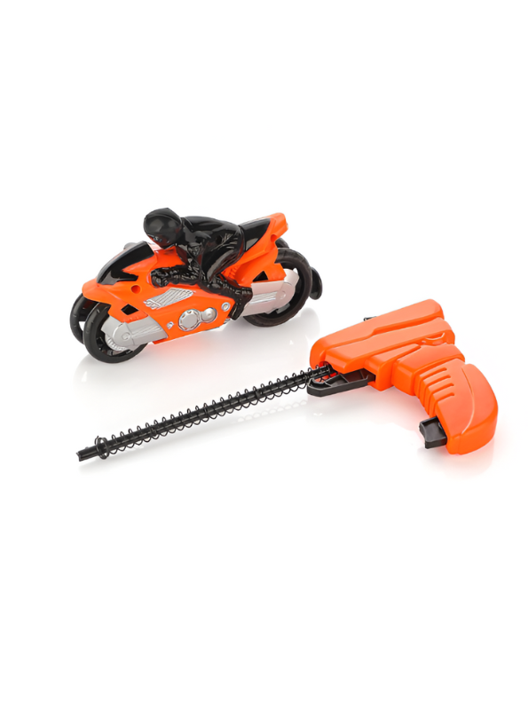 Speed Launcher Bike Toy – Orange Friction Powered Stunt Motorcycle with Trigger Launcher & Rider Figure LMI700.