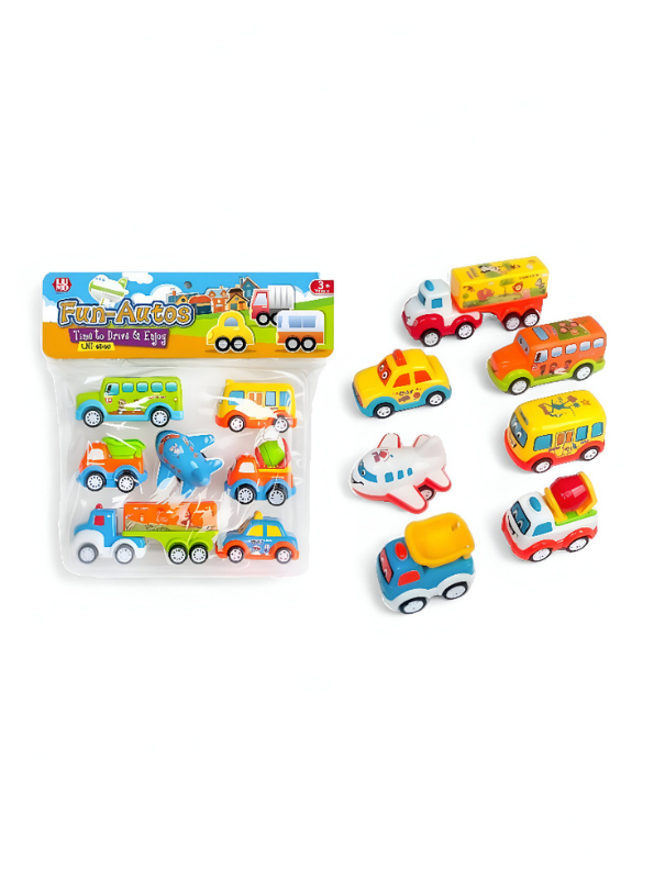 Speedy - 7 Piece Kids Transport Vehicle Toy Set | Mini Pullback Cars, Trucks, & Airplanes for Toddlers | Educational Auto Play Set LMI12802.