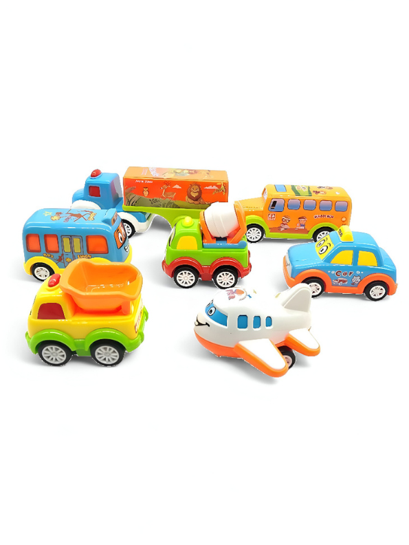 Speedy - 7 Piece Kids Transport Vehicle Toy Set | Mini Pullback Cars, Trucks, & Airplanes for Toddlers | Educational Auto Play Set LMI12802.