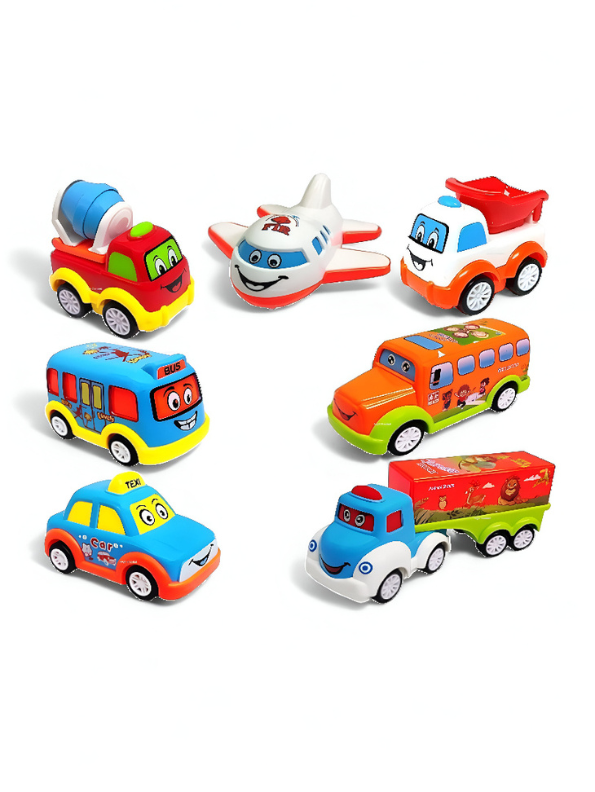 Speedy - 7 Piece Kids Transport Vehicle Toy Set | Mini Pullback Cars, Trucks, & Airplanes for Toddlers | Educational Auto Play Set LMI12802.