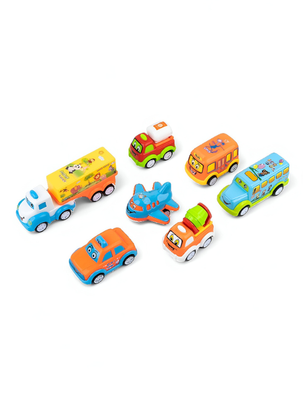 Speedy - 7 Piece Kids Transport Vehicle Toy Set | Mini Pullback Cars, Trucks, & Airplanes for Toddlers | Educational Auto Play Set LMI12802.