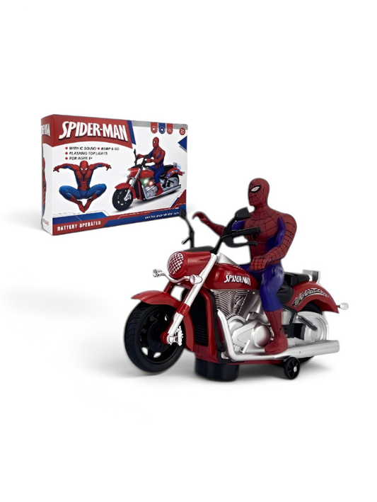 Spider-Man Battery-Operated Bump & Go Toy Motorcycle with Sound and Flashing Lights TV1088